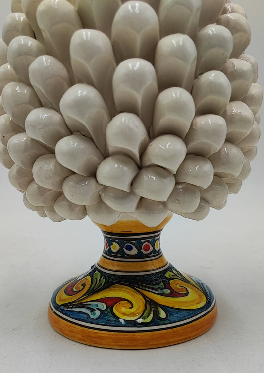 Handcrafted Sicilian Ceramic Pine Cone: Caltagirone Pottery (20cm)