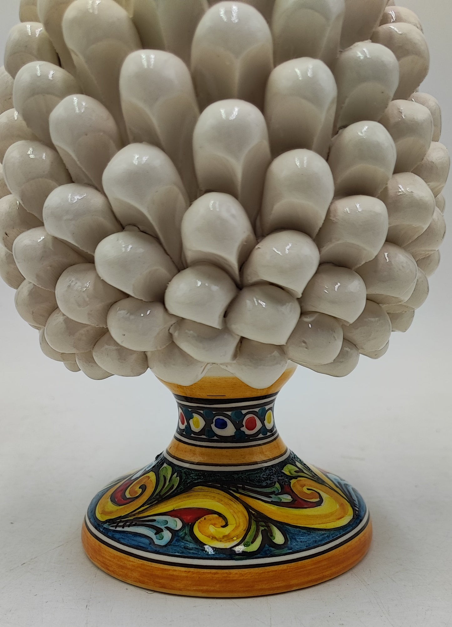 Handcrafted Sicilian Ceramic Pine Cone: Caltagirone Pottery (20cm)