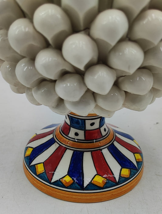 Handcrafted Caltagirone Ceramic Pine Cone: Sicilian Good Luck Decor (27cm)