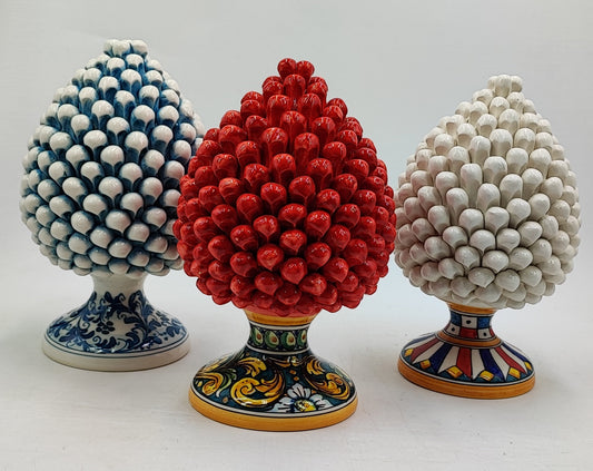 Handcrafted Caltagirone Ceramic Pine Cone: Sicilian Good Luck Symbol