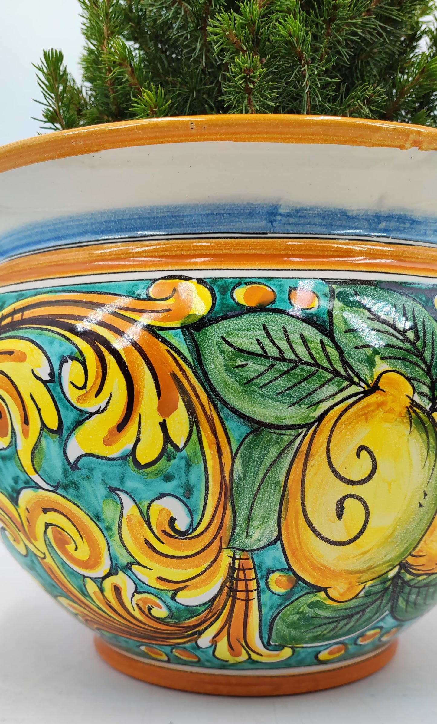 Caltagirone Acqua Green Ceramic vase holder 27cm