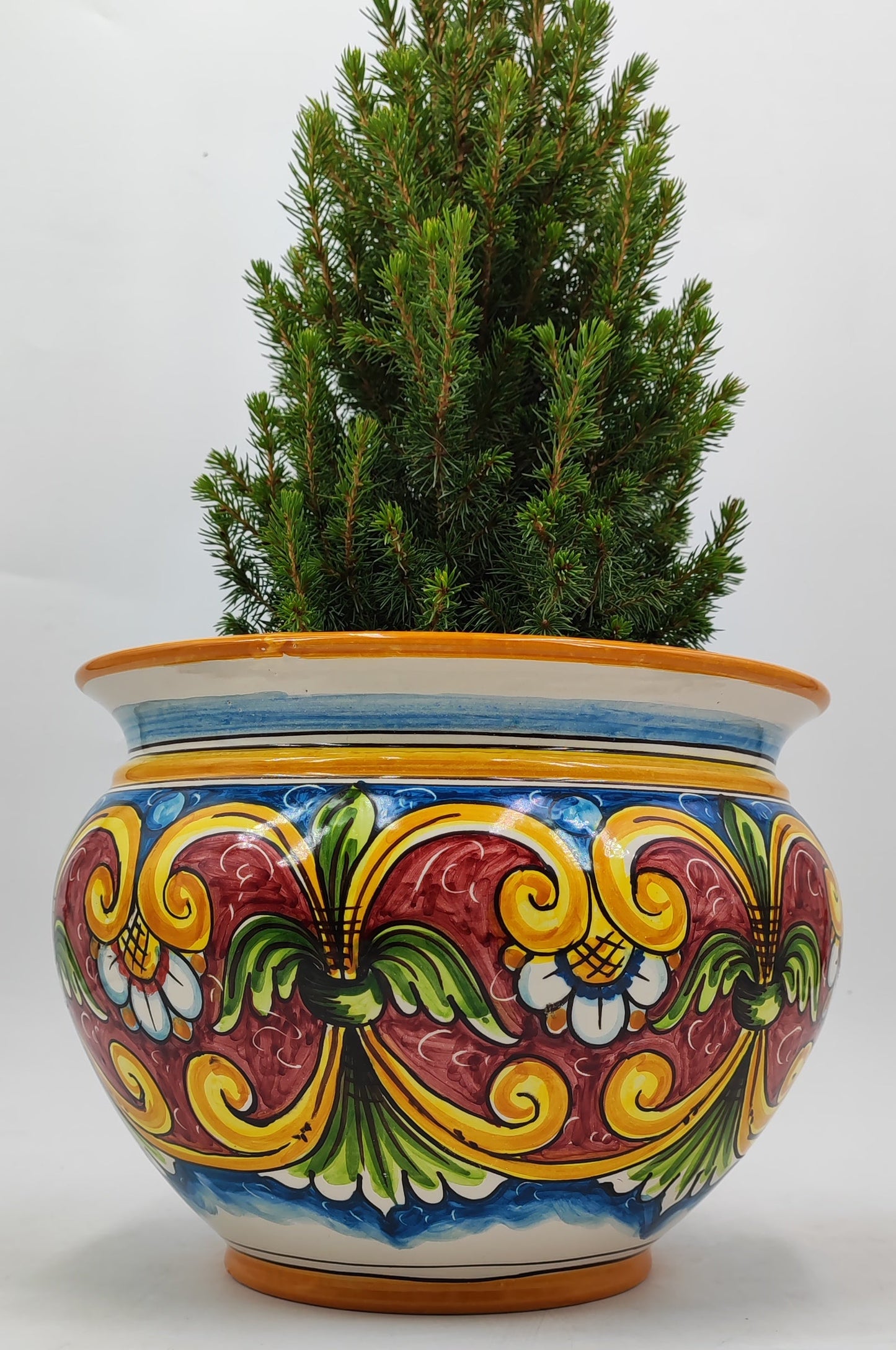 Caltagirone Acqua Green Ceramic vase holder 27cm