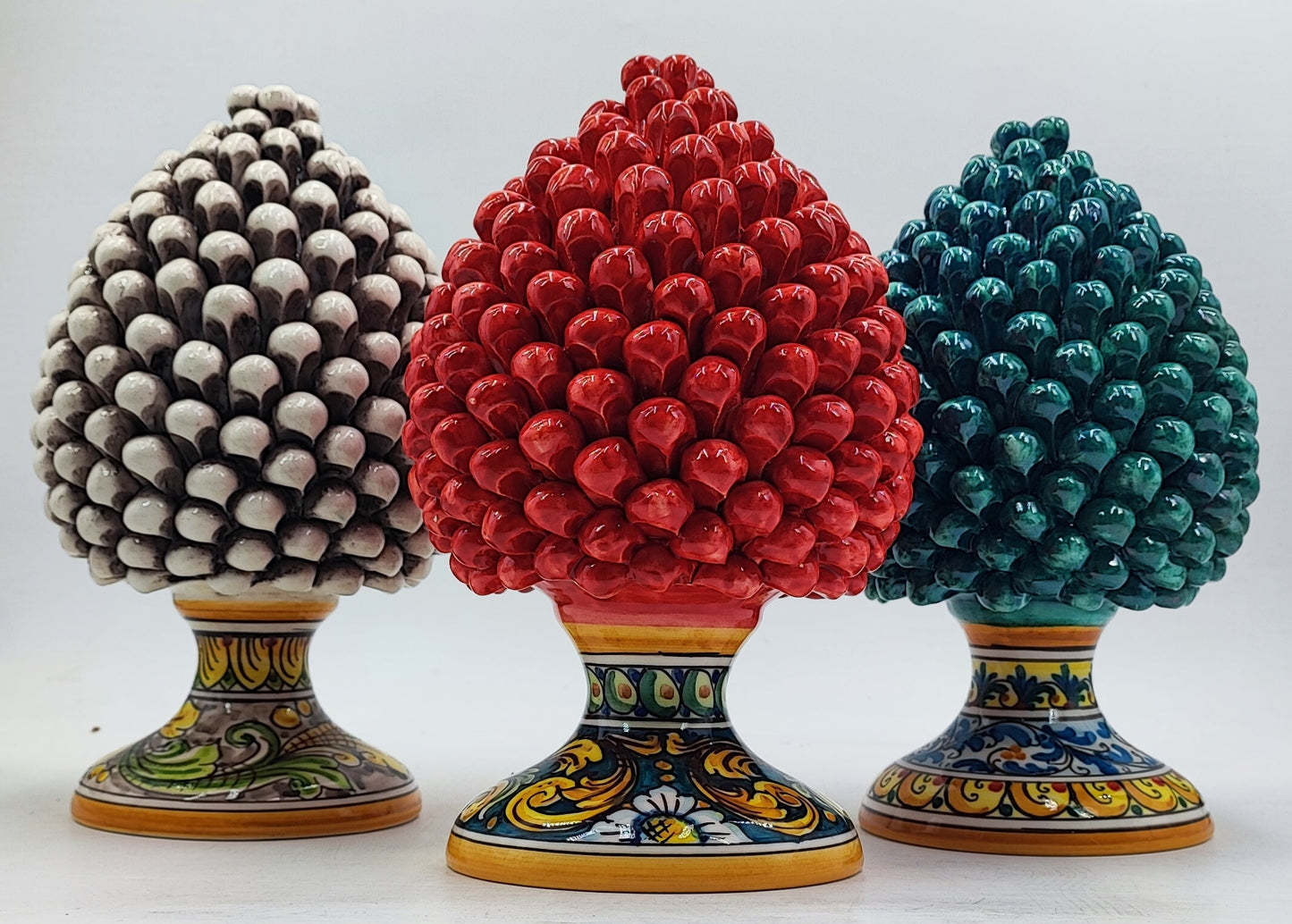 Handcrafted Caltagirone Ceramic Pine Cone: Sicilian Good Luck Symbol 25 CM