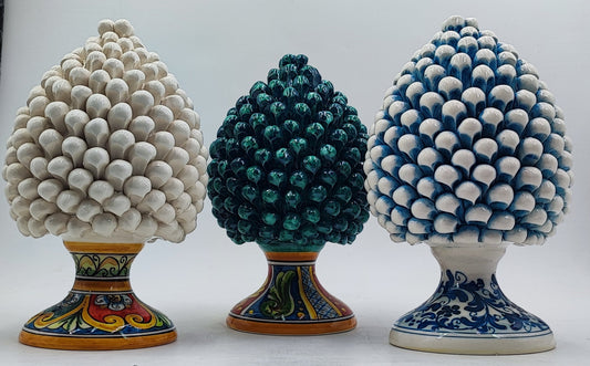 Handcrafted Caltagirone Ceramic Pine Cone: Sicilian Home Decor (27cm)