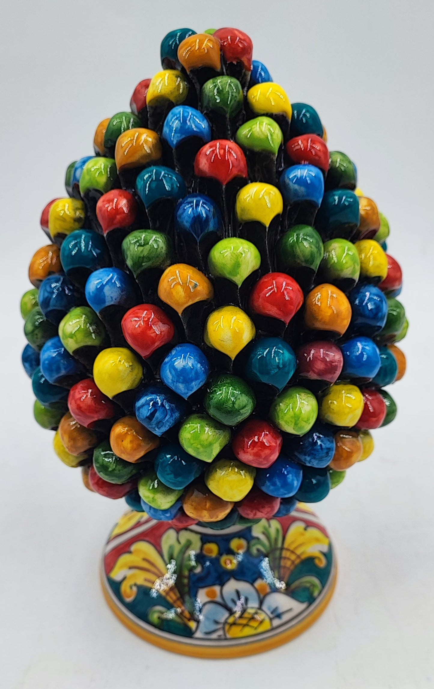 Handcrafted Caltagirone Ceramic Pine Cone: Sicilian Good Luck Symbol 30 CM