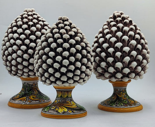 Handcrafted Caltagirone Ceramic Pine Cone: Sicilian Good Luck Symbol 33 CM