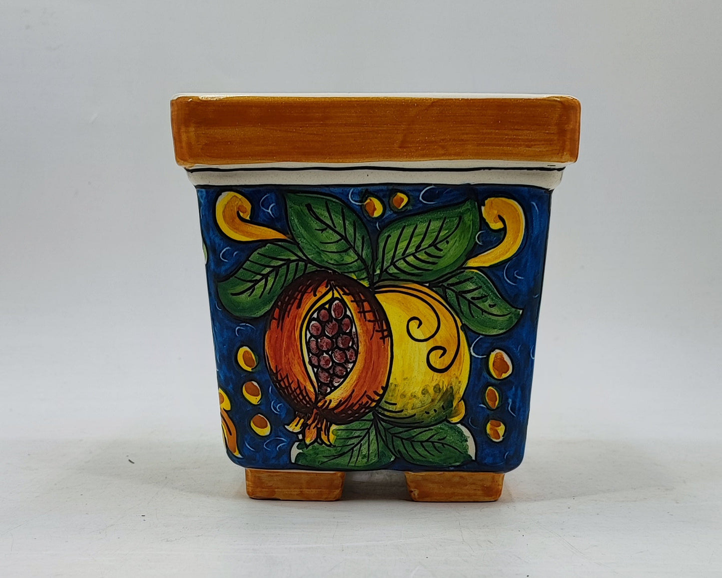 Ceramica di Caltagirone Square Planter – 17cm (6.7 inches) – Handcrafted Sicilian Ceramic Pot