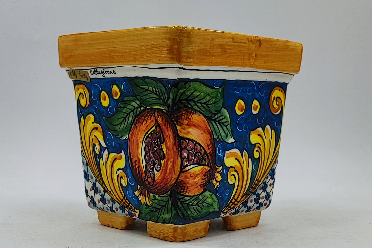 Ceramica di Caltagirone Square Planter – 17cm (6.7 inches) – Handcrafted Sicilian Ceramic Pot