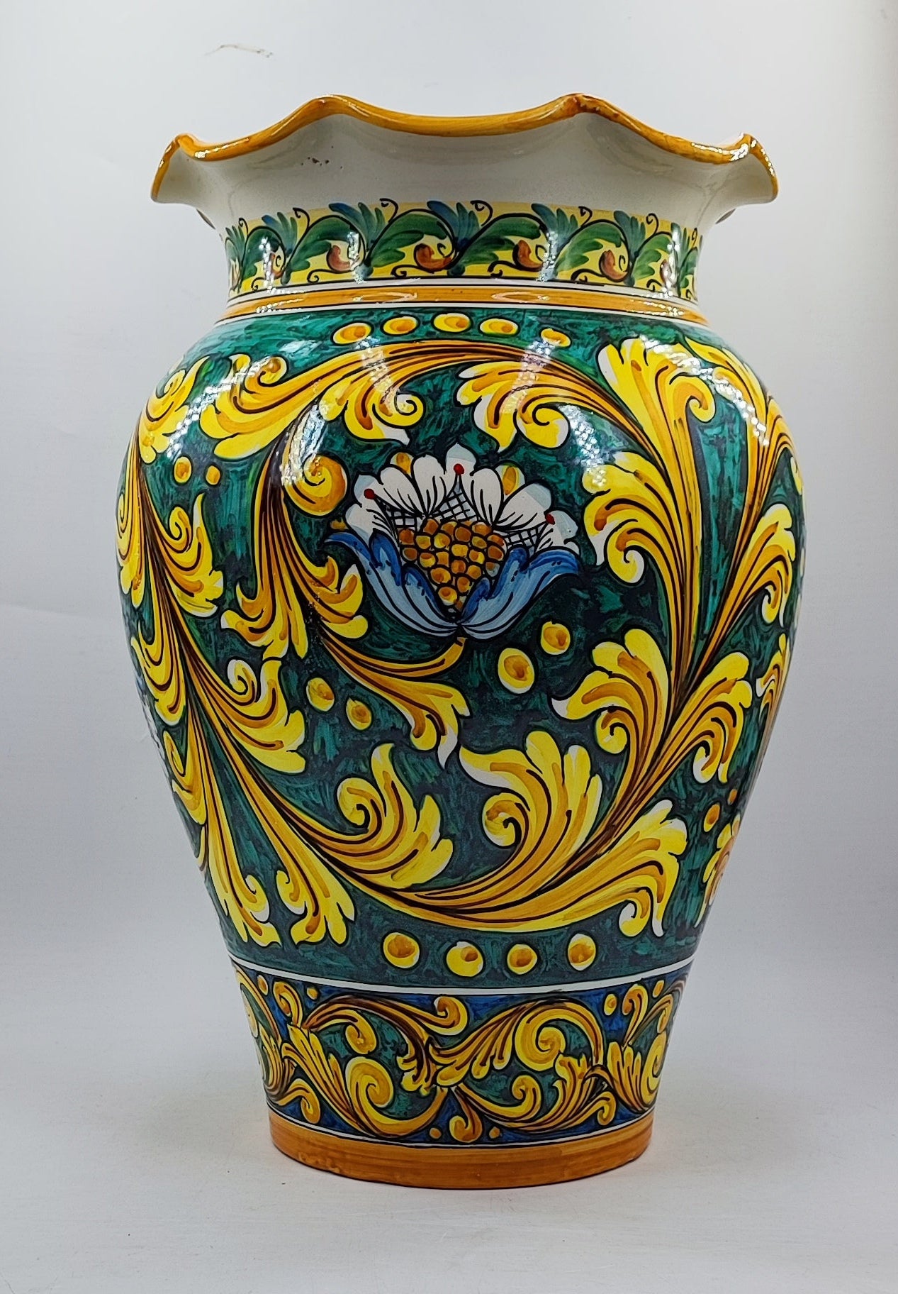 Artistic Mediterranean Umbrella Holder - Handmade Sicilian Ceramica di Caltagirone