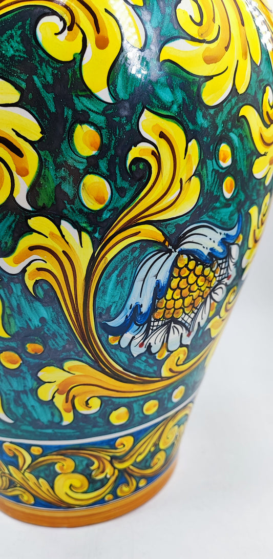 Artistic Mediterranean Umbrella Holder - Handmade Sicilian Ceramica di Caltagirone