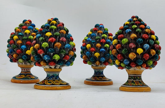 Handmade Sicilian Ceramic Pine Cone – Multicolor Caltagirone Pigna, 22 cm