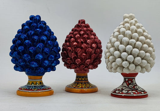 Handmade Sicilian Ceramic Pine Cone 21 cm – Caltagirone Italian Home Decor