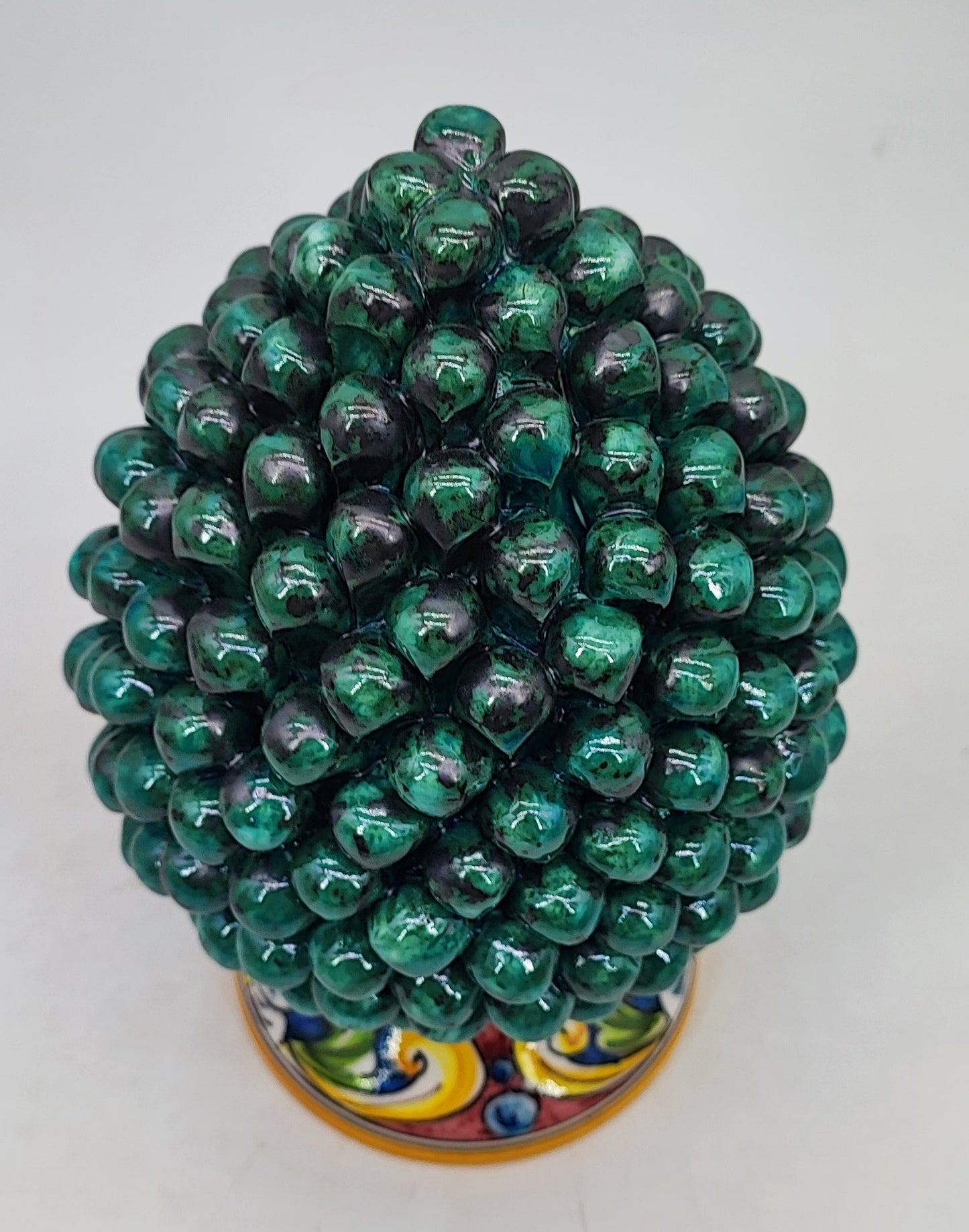 Sicilian Ceramic Pine Cone 27 cm – Emerald Green or Cobalt Blue Handmade Pigna