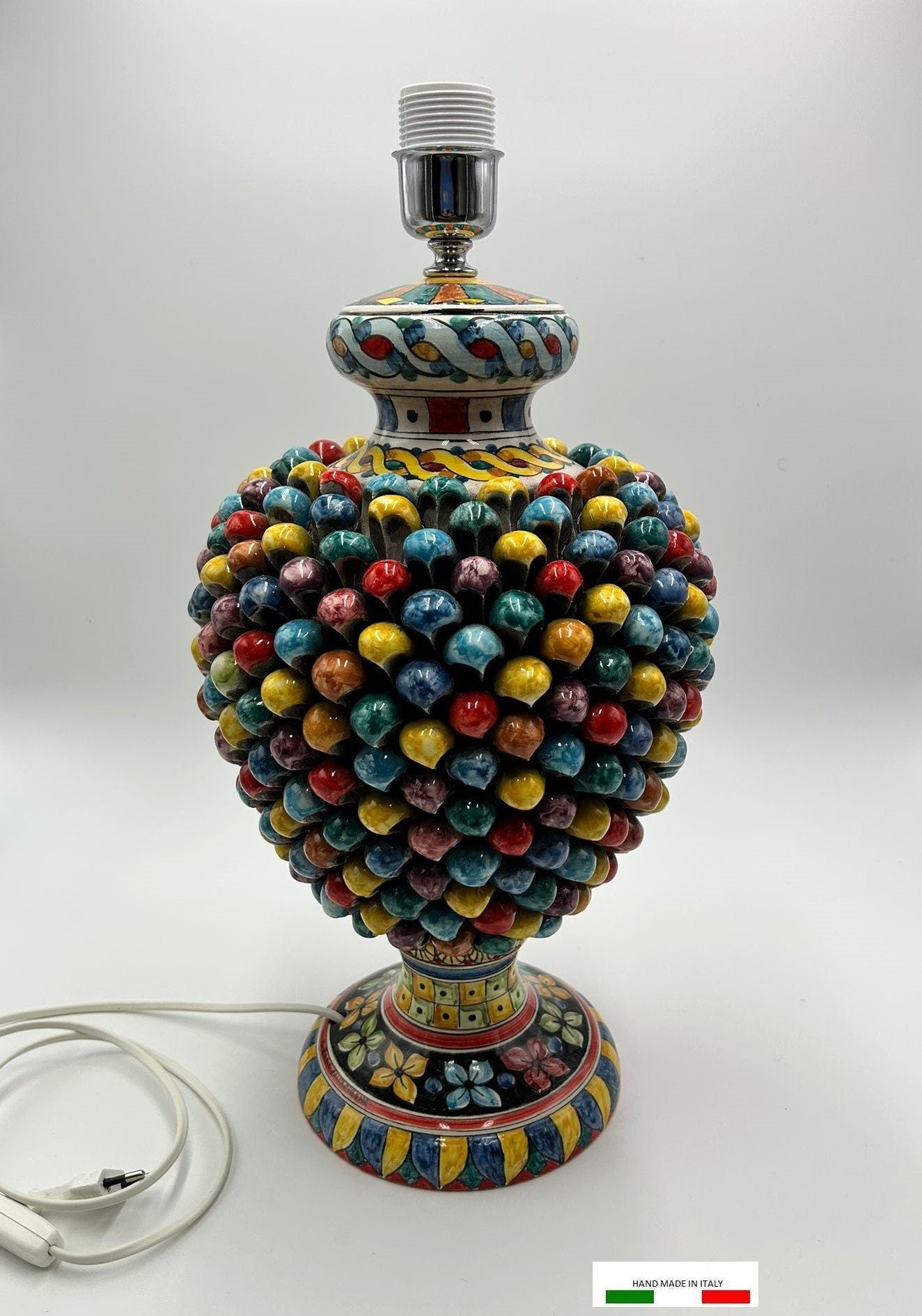 Sicilian Pigna Ceramic Lamp of Caltagirone