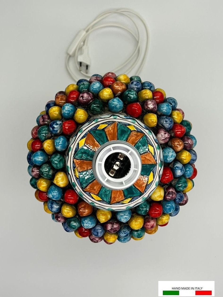 Sicilian Pigna Ceramic Lamp of Caltagirone