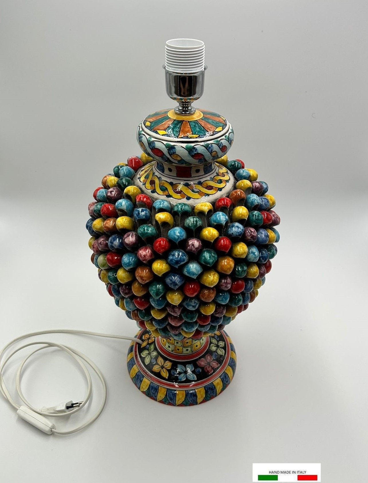 Sicilian Pigna Ceramic Lamp of Caltagirone