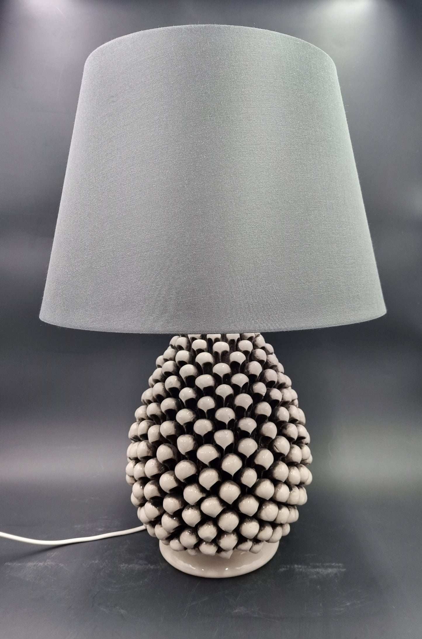 Sicilian Pine Ceramic Lamp of Caltagirone 59cm