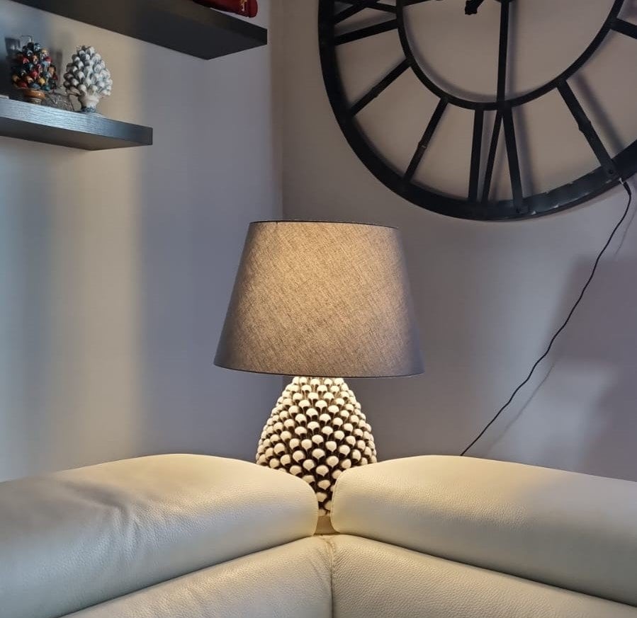 Sicilian Pine Ceramic Lamp of Caltagirone 59cm