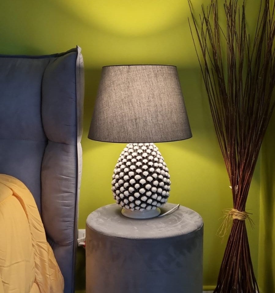 Sicilian Pine Ceramic Lamp of Caltagirone 59cm