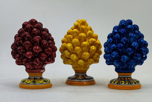 Handmade Sicilian Ceramic Pine Cone 15 cm – Colorful Caltagirone Home Decor