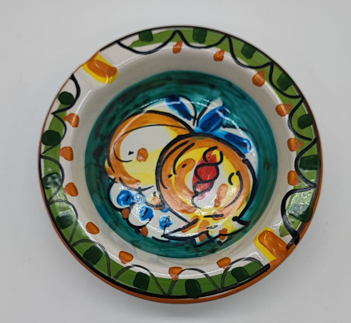 Hand-Painted Sicilian Ceramic Ashtray 10 cm – Italian Caltagirone Pottery