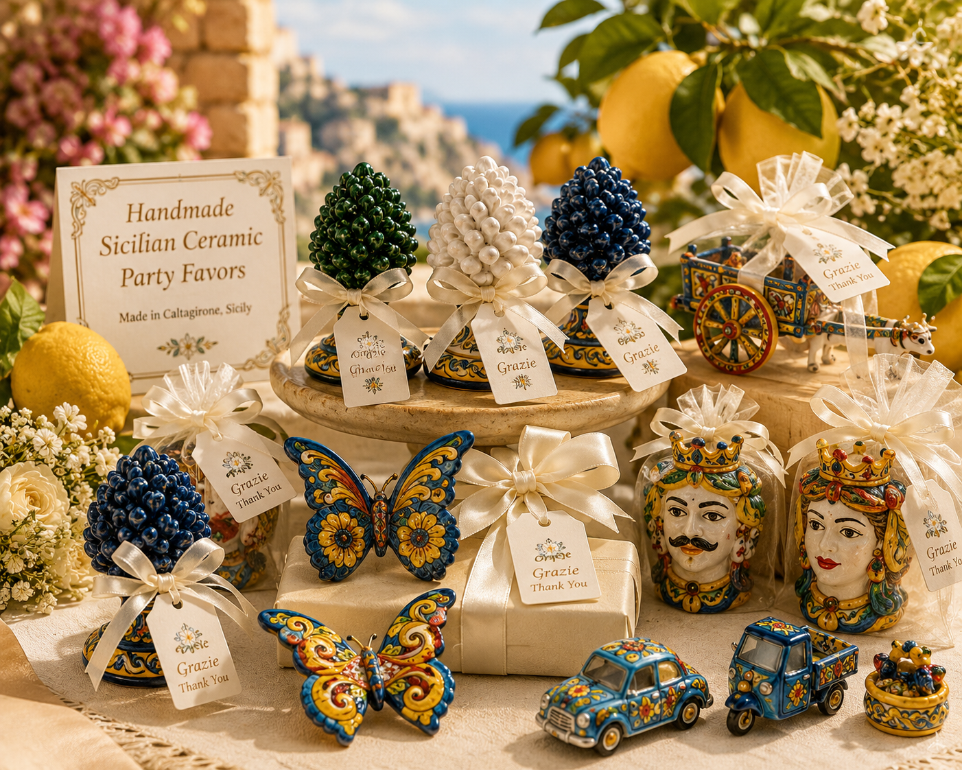 Handmade Sicilian Ceramic Wedding Favors from Caltagirone