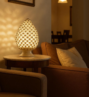 Handmade Sicilian Ceramic Pinecone Lamps