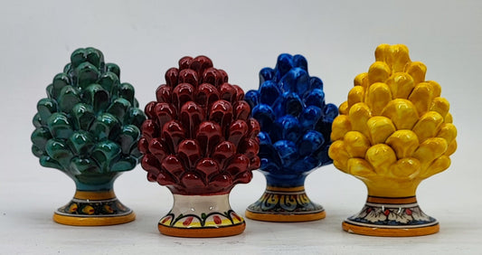 Small Sicilian Ceramic Pine Cone – Handmade Caltagirone-Style Pigna – Color Choice – 14 cm