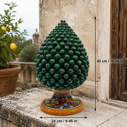 Large Sicilian Ceramic Pine Cone 42 cm – Handmade Italian Pigna