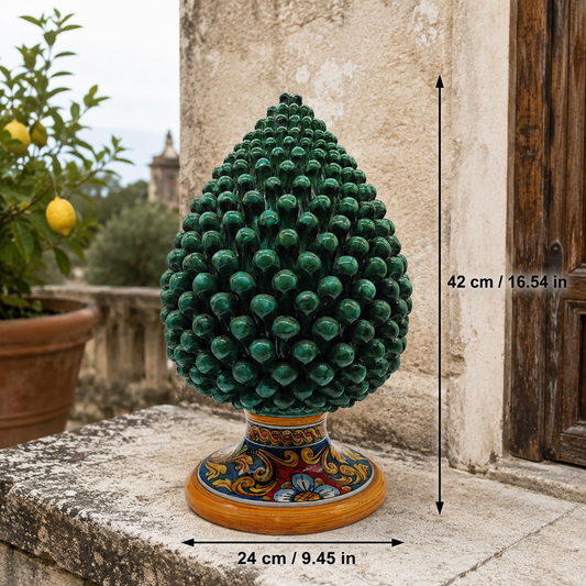 Large Sicilian Ceramic Pine Cone 42 cm – Handmade Italian Pigna