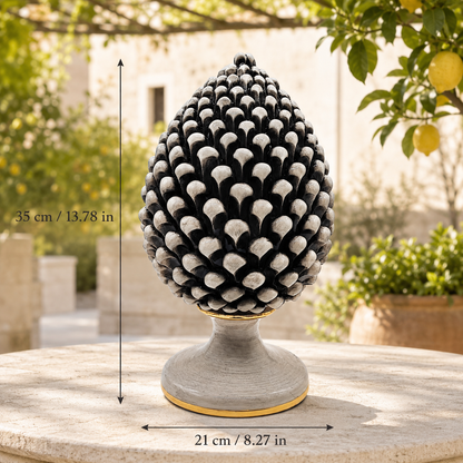 Sicilian Ceramic Pine Cone 35 cm with 24K Gold – Handmade Italian Pigna