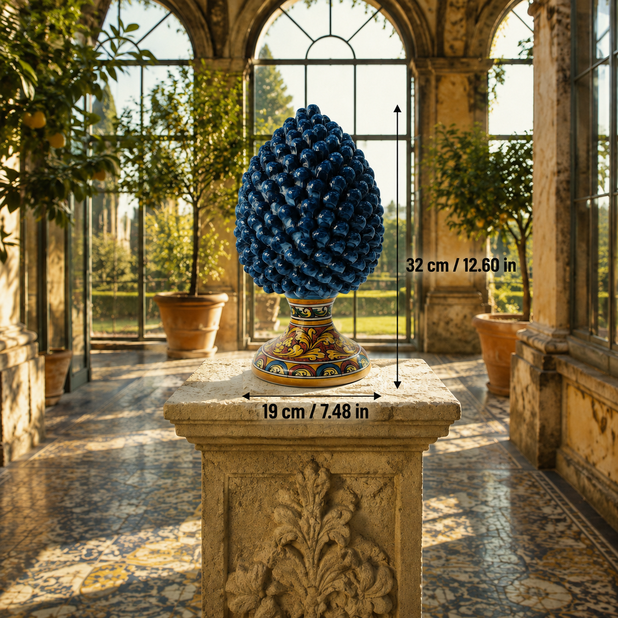 Sicilian Ceramic Pine Cone 32 cm – Handmade Italian Pigna