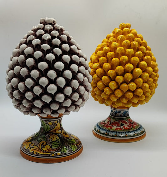 Handmade Sicilian Ceramic Pine Cone 27 cm – Caltagirone Pigna Home Decor