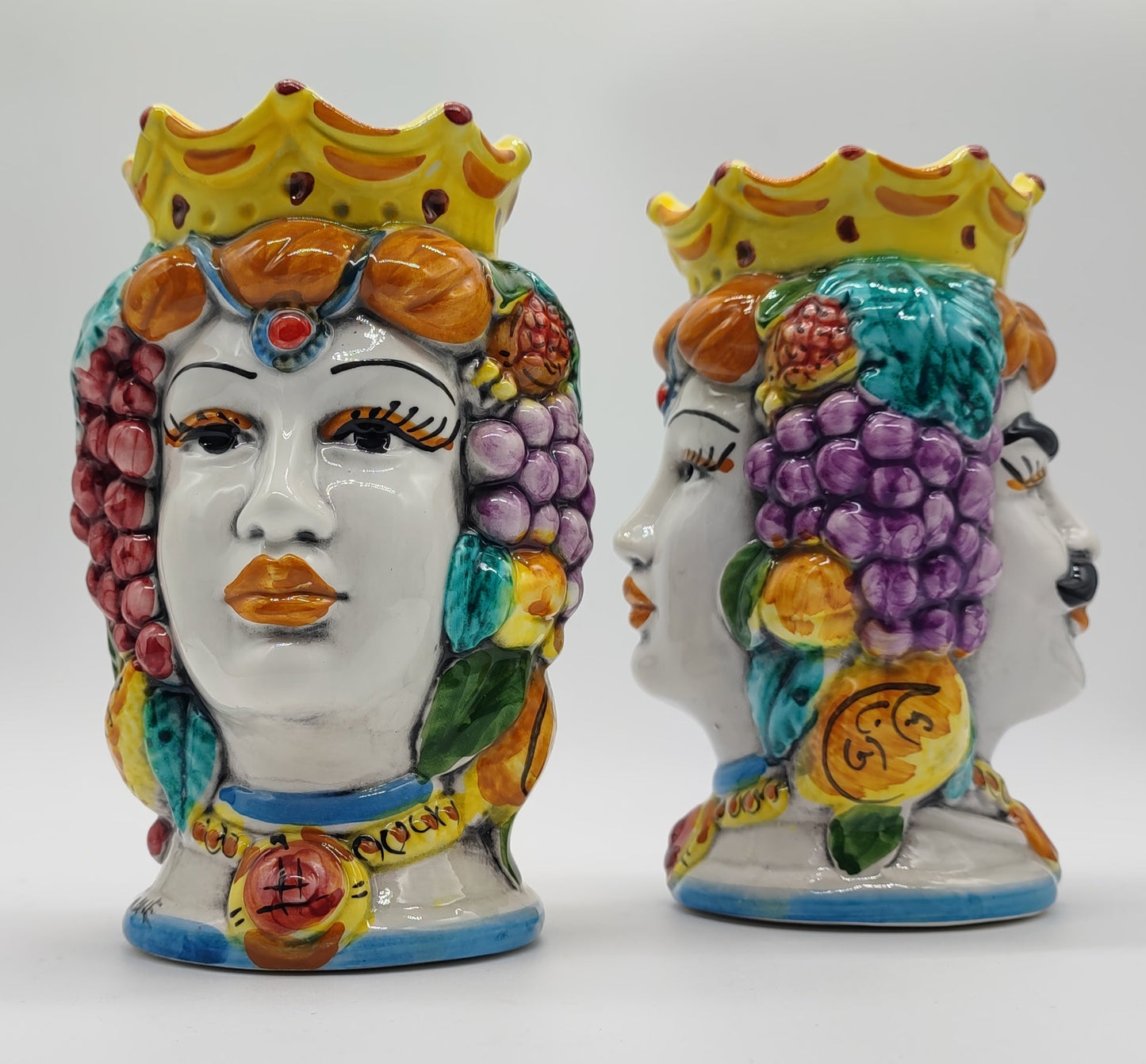Double-Faced Sicilian Testa di Moro Vase – Handmade Caltagirone Ceramic Head