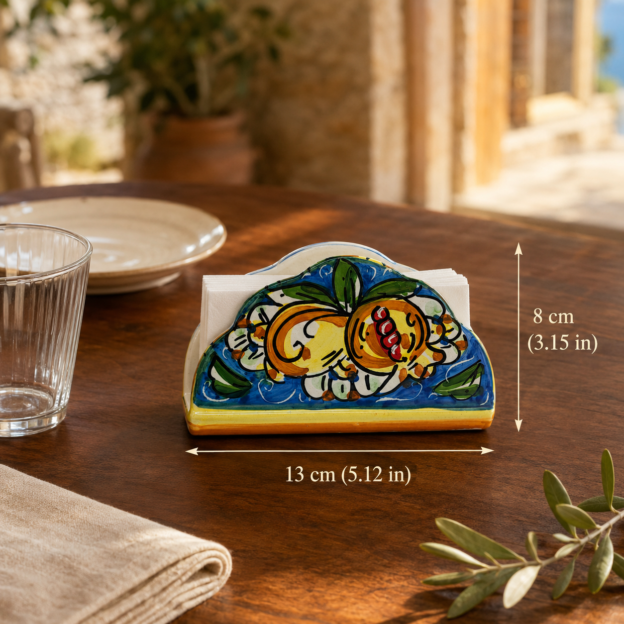 Hand-Painted Sicilian Ceramic Napkin Holder – Caltagirone Italian Pottery