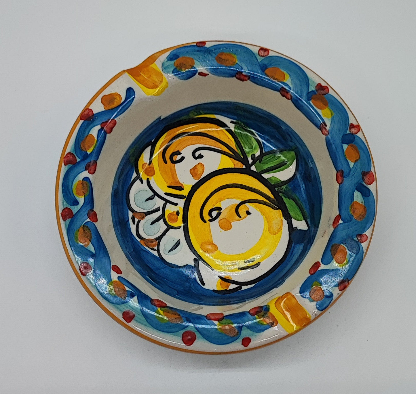 Hand-Painted Sicilian Ceramic Ashtray 10 cm – Italian Caltagirone Pottery
