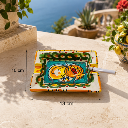 Hand-Painted Sicilian Ceramic Ashtray – Caltagirone Italian Pottery