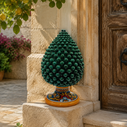 Large Sicilian Ceramic Pine Cone 42 cm – Handmade Italian Pigna