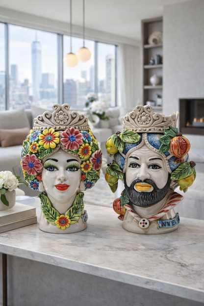 Ceramica di Caltagirone "Sicilian (Seasons Series) Moorish Heads"