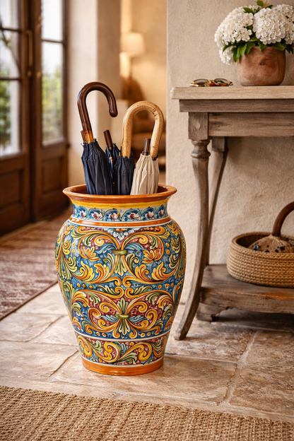 Portaombrelli realizzato a mano in Ceramica Siciliana di Caltagirone
