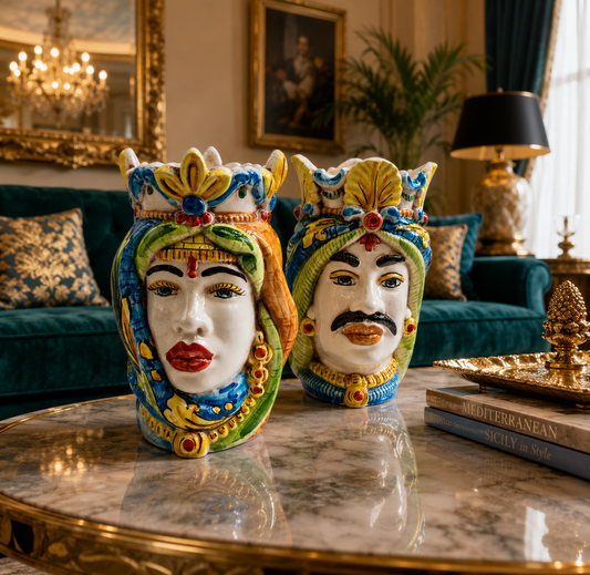 Sicilian Moorish Head Pair – 20 cm