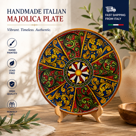 Baroque Sicilian Ceramic Plate – 38 cm