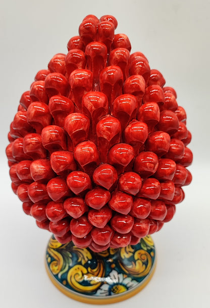 Handmade Sicilian Ceramic Pine Cone 28 cm – Yellow or Red Caltagirone Pigna