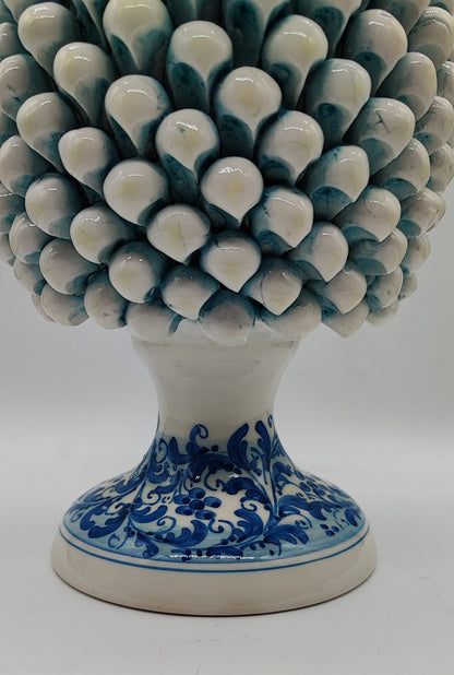 Blue & White Sicilian Ceramic Pine Cone 33 cm – Handmade Italian Pigna