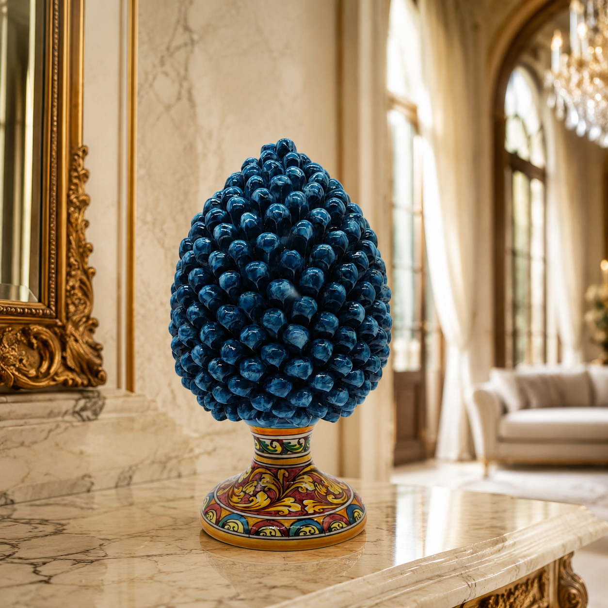 Sicilian Ceramic Pine Cone 32 cm – Handmade Italian Pigna