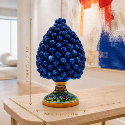 Handmade Sicilian Ceramic Pine Cone 26 cm – Yellow or Cobalt Blue Pigna Decor