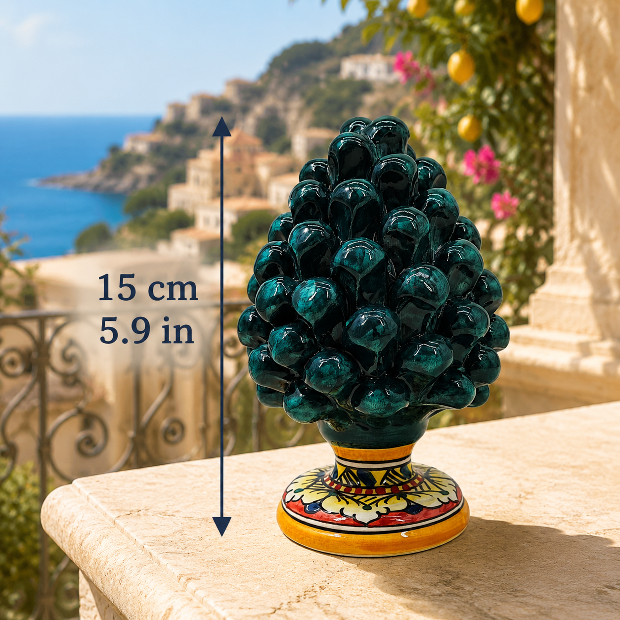 Handmade Sicilian Ceramic Pine Cone – Italian Pigna Good Luck Home Decor