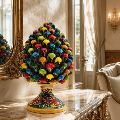 Colorful Sicilian Ceramic Pine Cone 30 cm – Handmade Italian Pigna