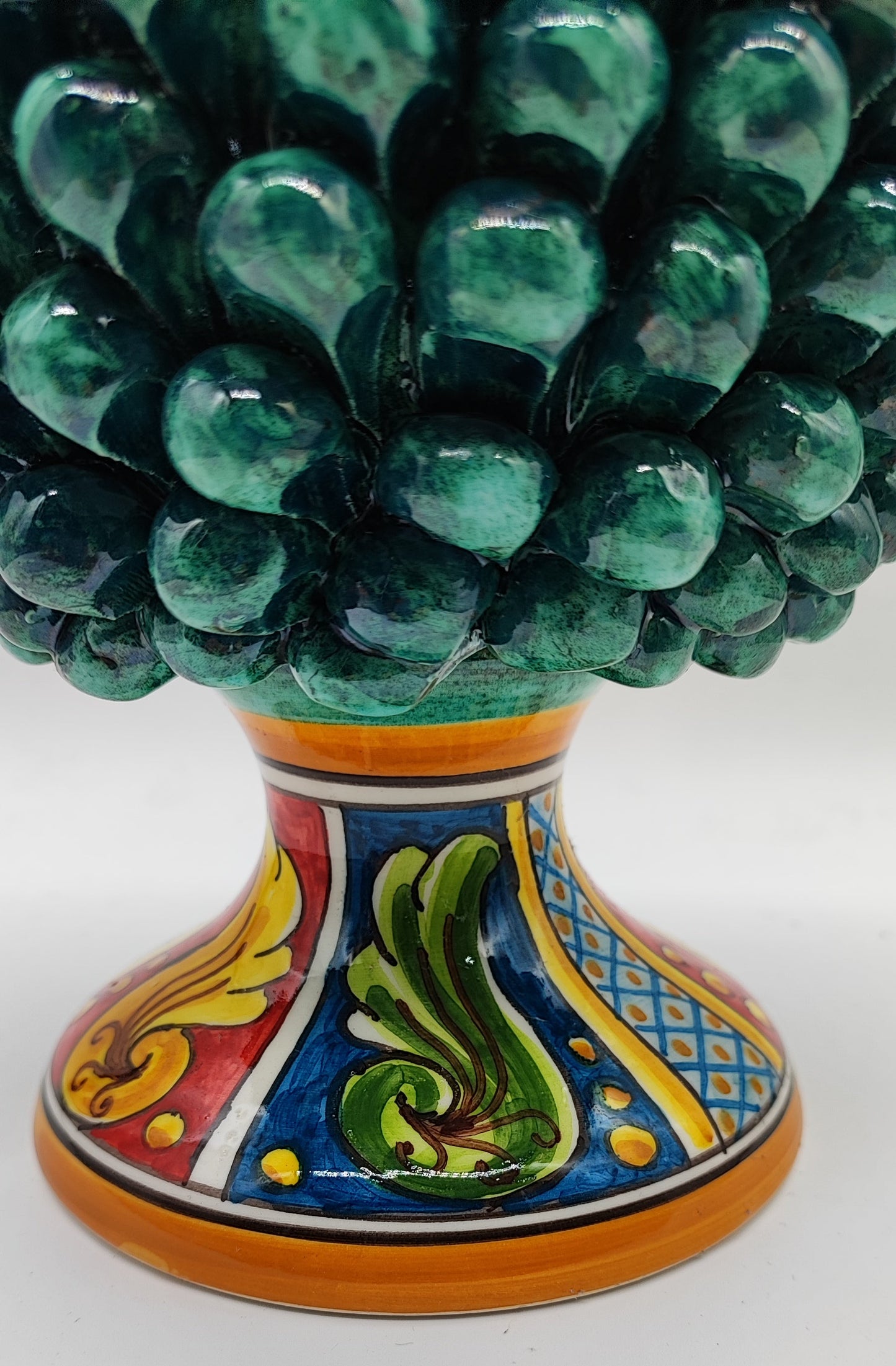 Handmade Green Sicilian Ceramic Pine Cone 27 cm – Caltagirone Pigna