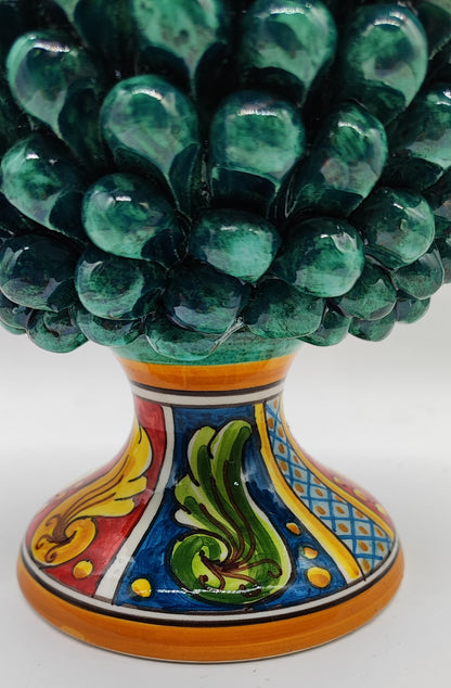 Handmade Green Sicilian Ceramic Pine Cone 27 cm – Caltagirone Pigna